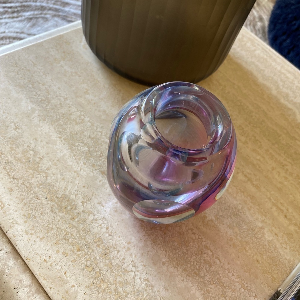 Murano Glass Vase Vintage Sommerso MCM 1960 Vase Purple Heavy Candle Holder